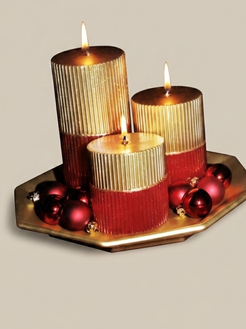 Candles & Holder  4 pc Set, Vintage - Holiday Decor - NIB